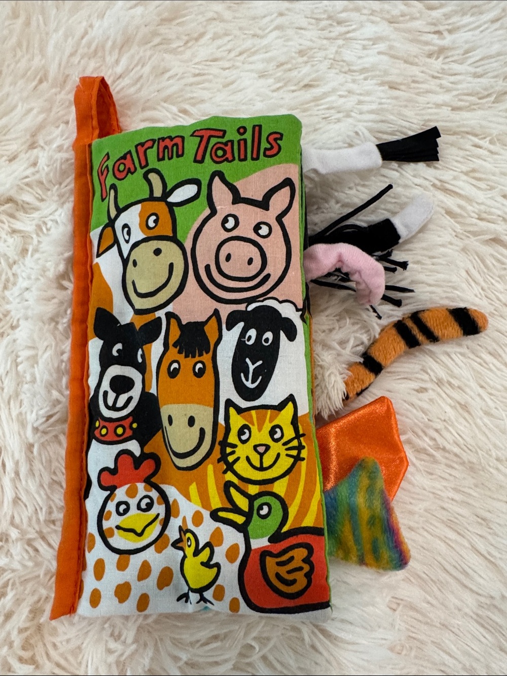 Jellycat Orange-Trim Cat Tag Plush Fabric Toy Book